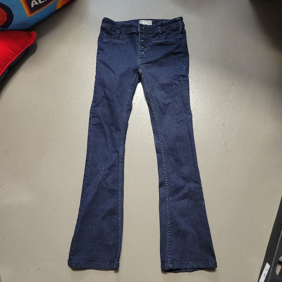 Free People Denim - Free People High Waisted Flare Jeans button front size 24